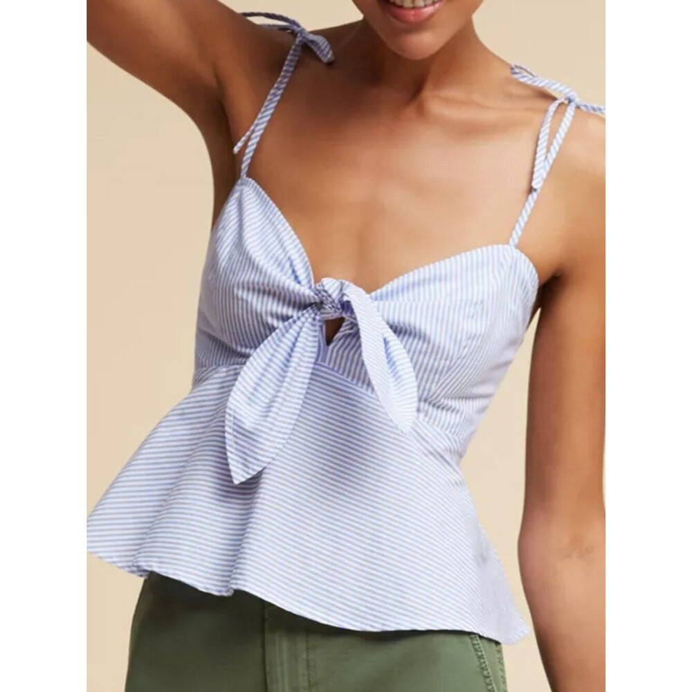 Maeve Striped Tie Front Strappy Tank